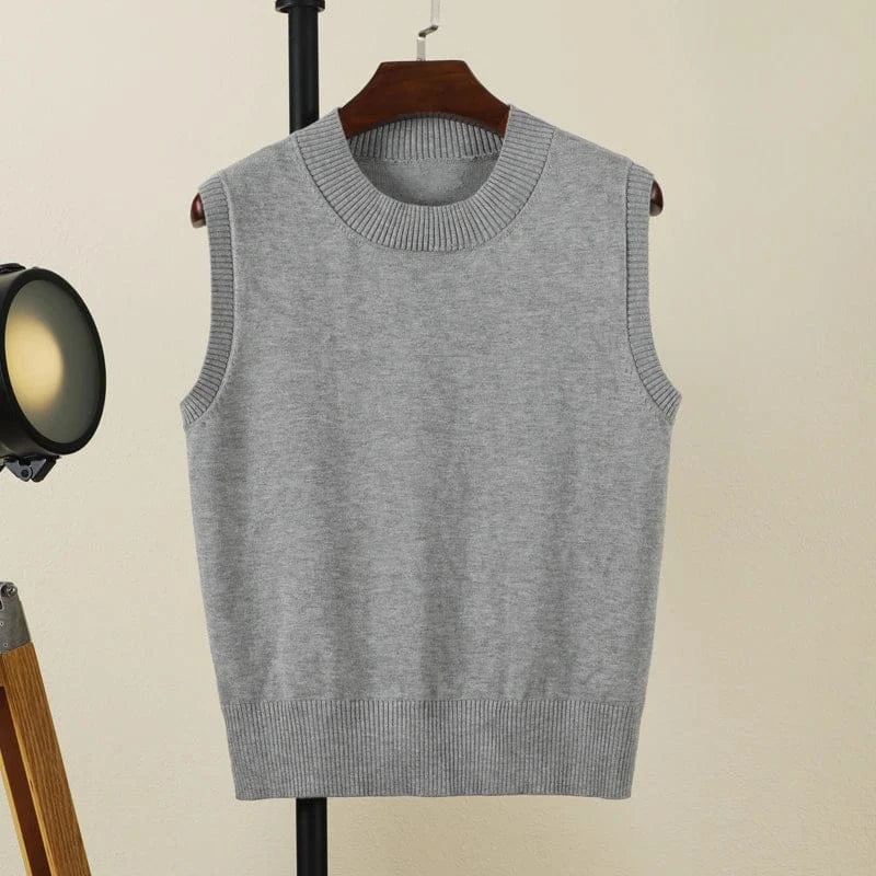 T-line Light Gray / S / CHINA Tops Female Vest, sleeveless Sweaters Pullover , Women, Warm, Knitted (5 - 10 free delivery)