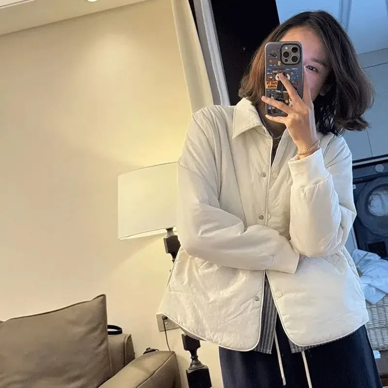 T-line Lightweight Cotton Jacket, Short Women's Autumn / Winter  Loose Fit Jacket, Coat (2 weeks delivery)