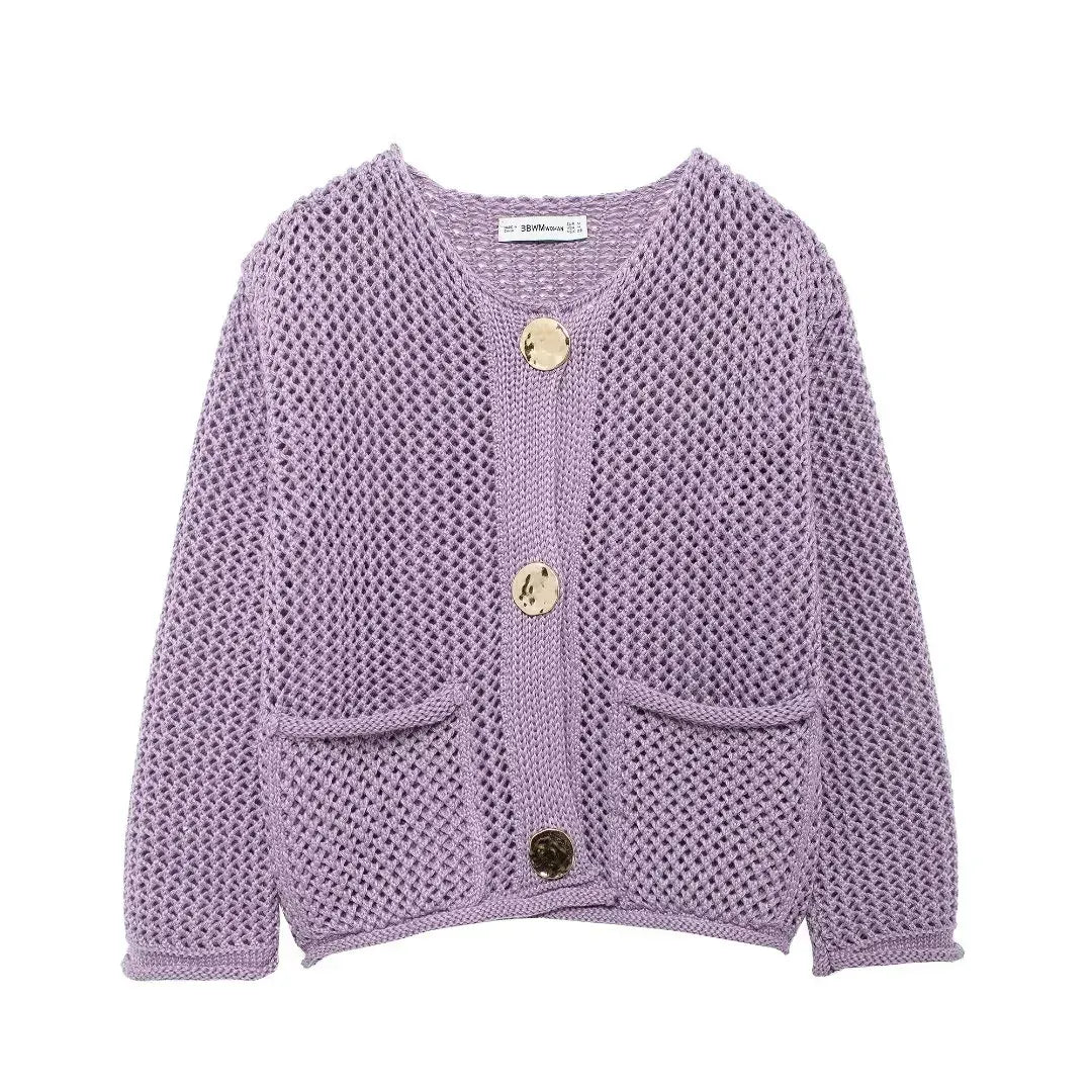 T-line Lilac / S Autumn / Winter Knitted Cardigans For Women,  Button, Long Sleeve,  Female Sweater / Cardigans / Coat (2 weeks delivery)