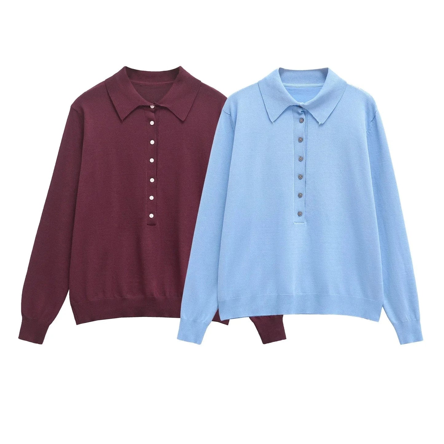 T-line Long Sleeve, Polo Neck, Knitwear, Pure Color Sweater, Rpullover (2 weeks delivery)