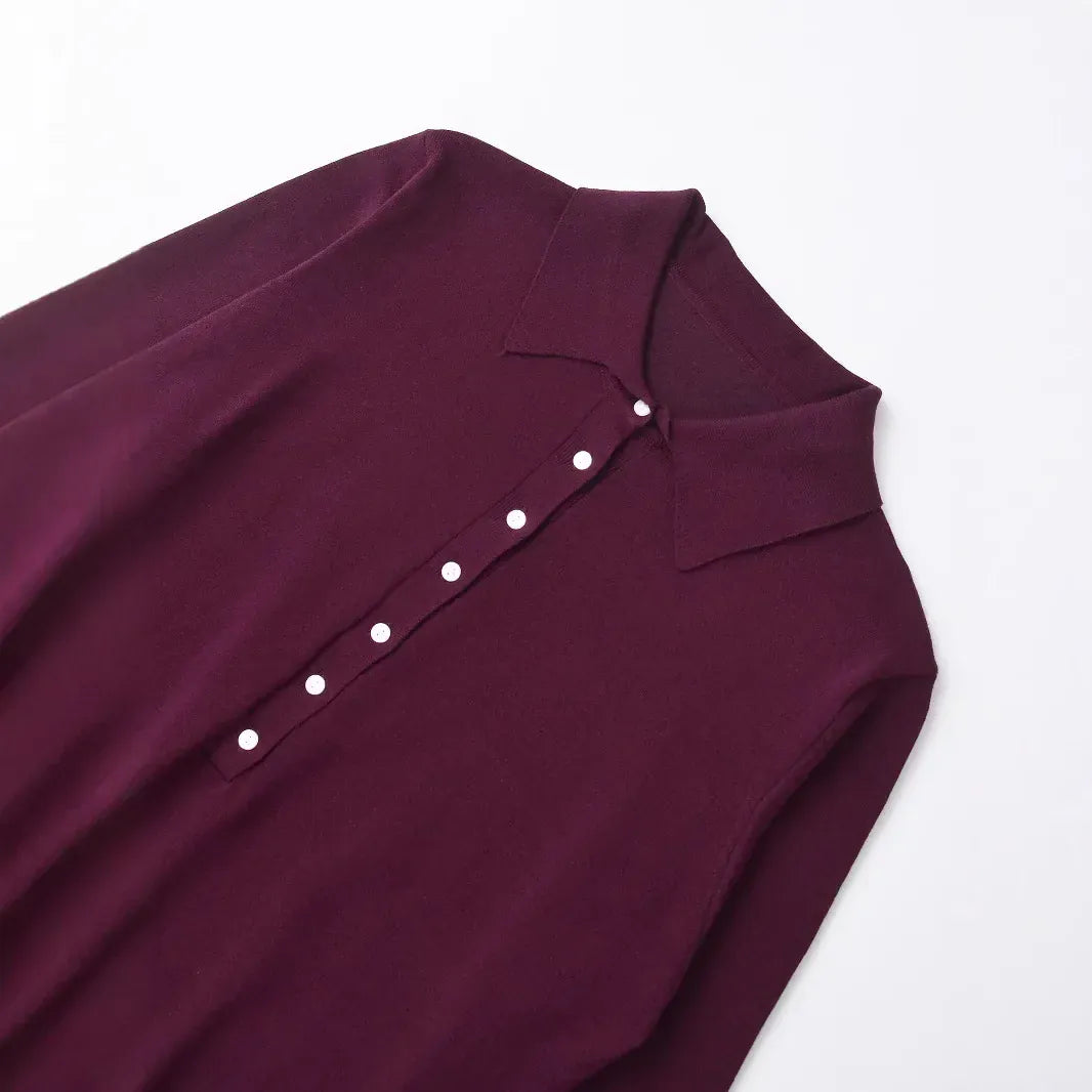 T-line Long Sleeve, Polo Neck, Knitwear, Pure Color Sweater, Rpullover (2 weeks delivery)