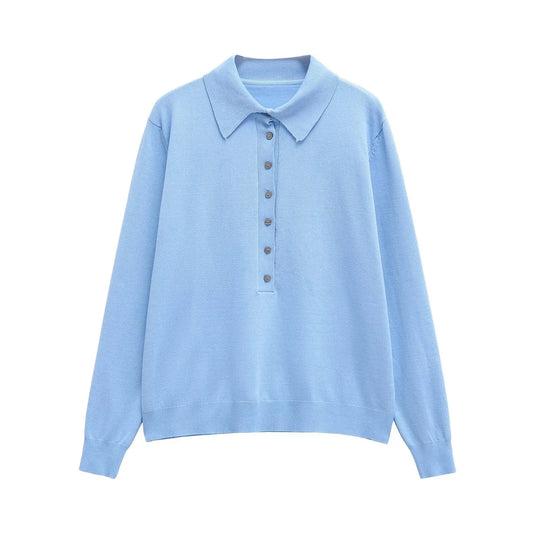 T-line Long Sleeve, Polo Neck, Knitwear, Pure Color Sweater, Rpullover (2 weeks delivery)