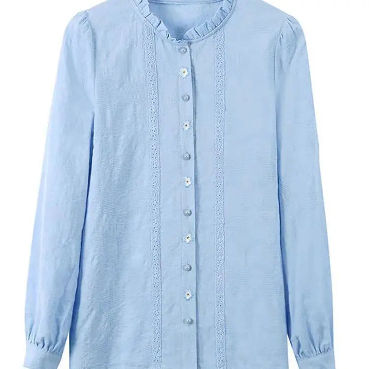 T-line Long Sleeve  Shirt  Elegant  Style  Blouse (5 - 10  work days free delivery)