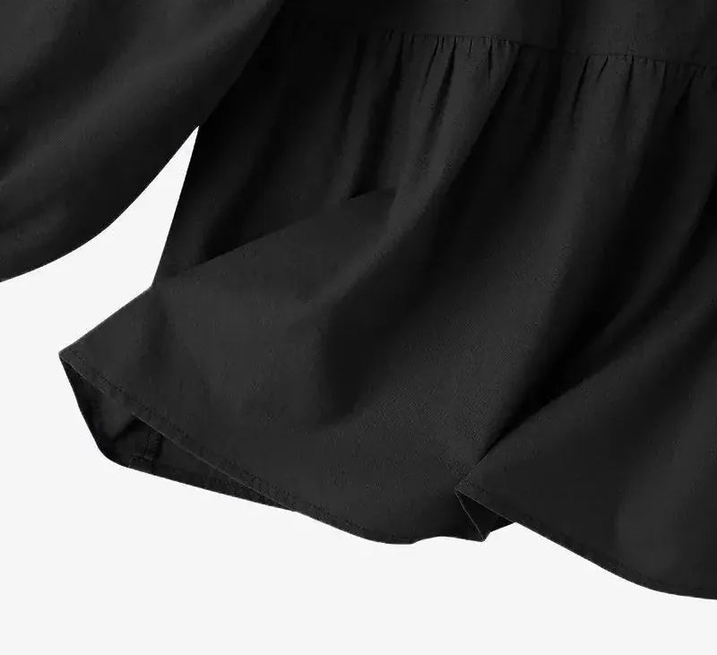 T-line Long Sleeve Shirt, Woman Casual Cotton Blouse, Female O-Neck Solid color, Button  (2 weeks delivery)