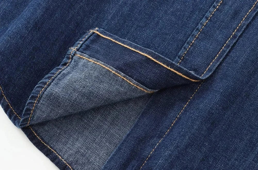 T-line Long Sleeve  Shirts, for Women, Button-up, Patch Pocket, Denim Blouses, shirt,  (2 weeks delivery)