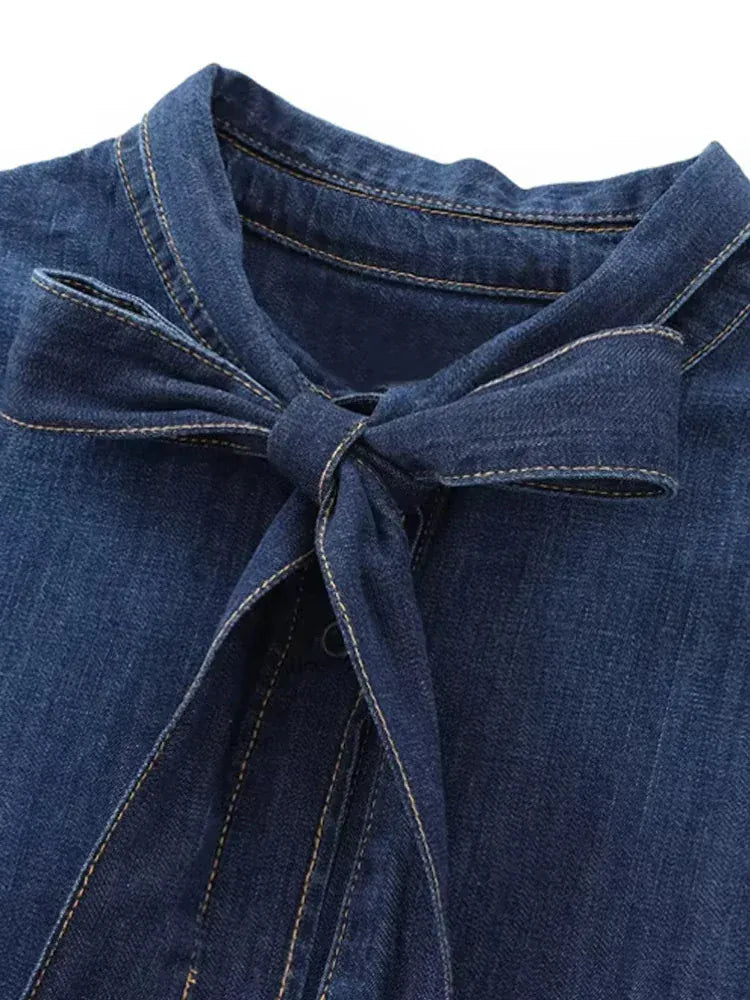 T-line Long Sleeve  Shirts, for Women, Button-up, Patch Pocket, Denim Blouses, shirt,  (2 weeks delivery)