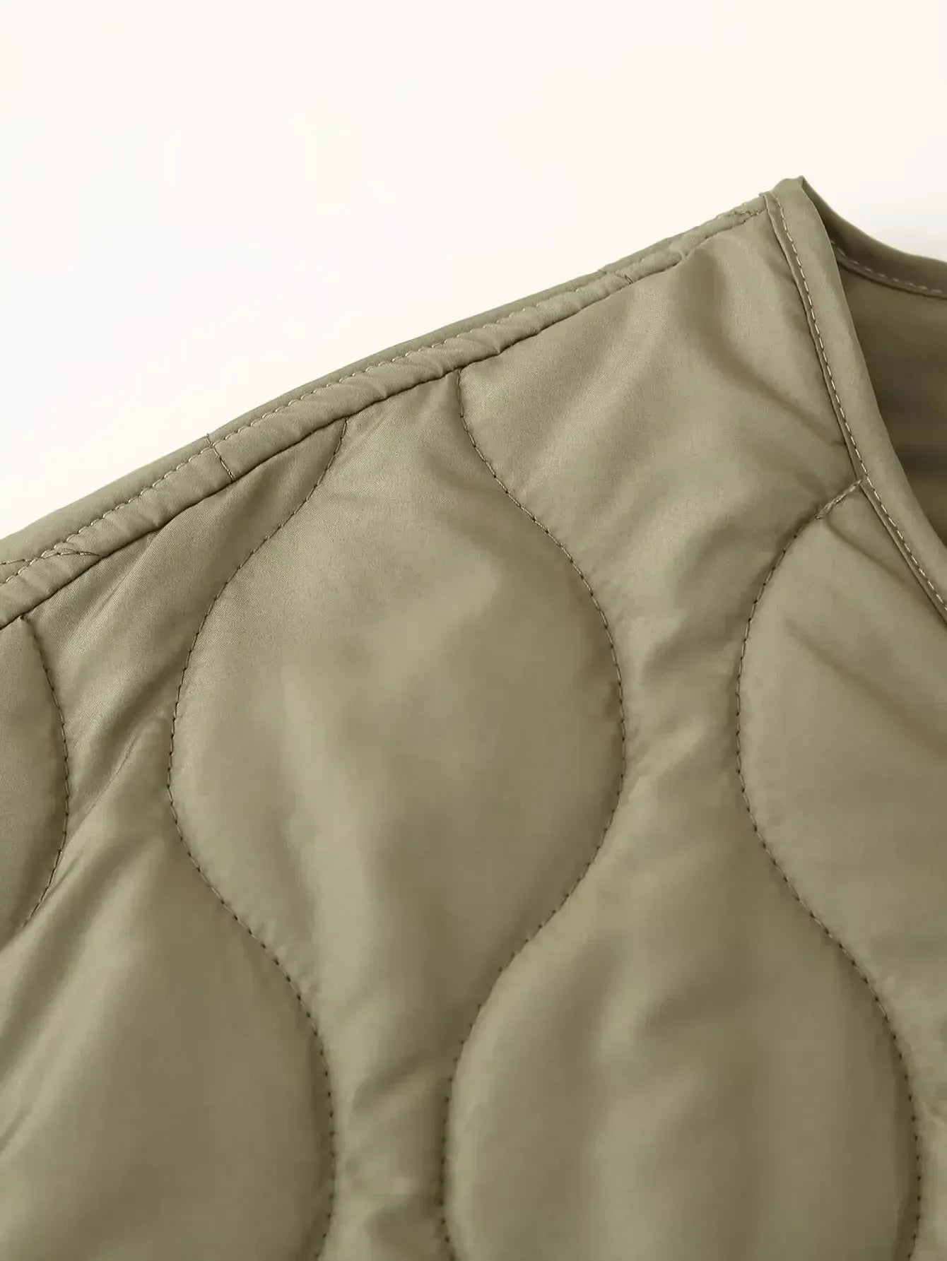 T-line Loose Fit round Neck Quilted Single Button Cotton Jacket Winter Warm Outerwear ZA Cross-Border Women's Fashion New Arrival (2 weeks delivery)