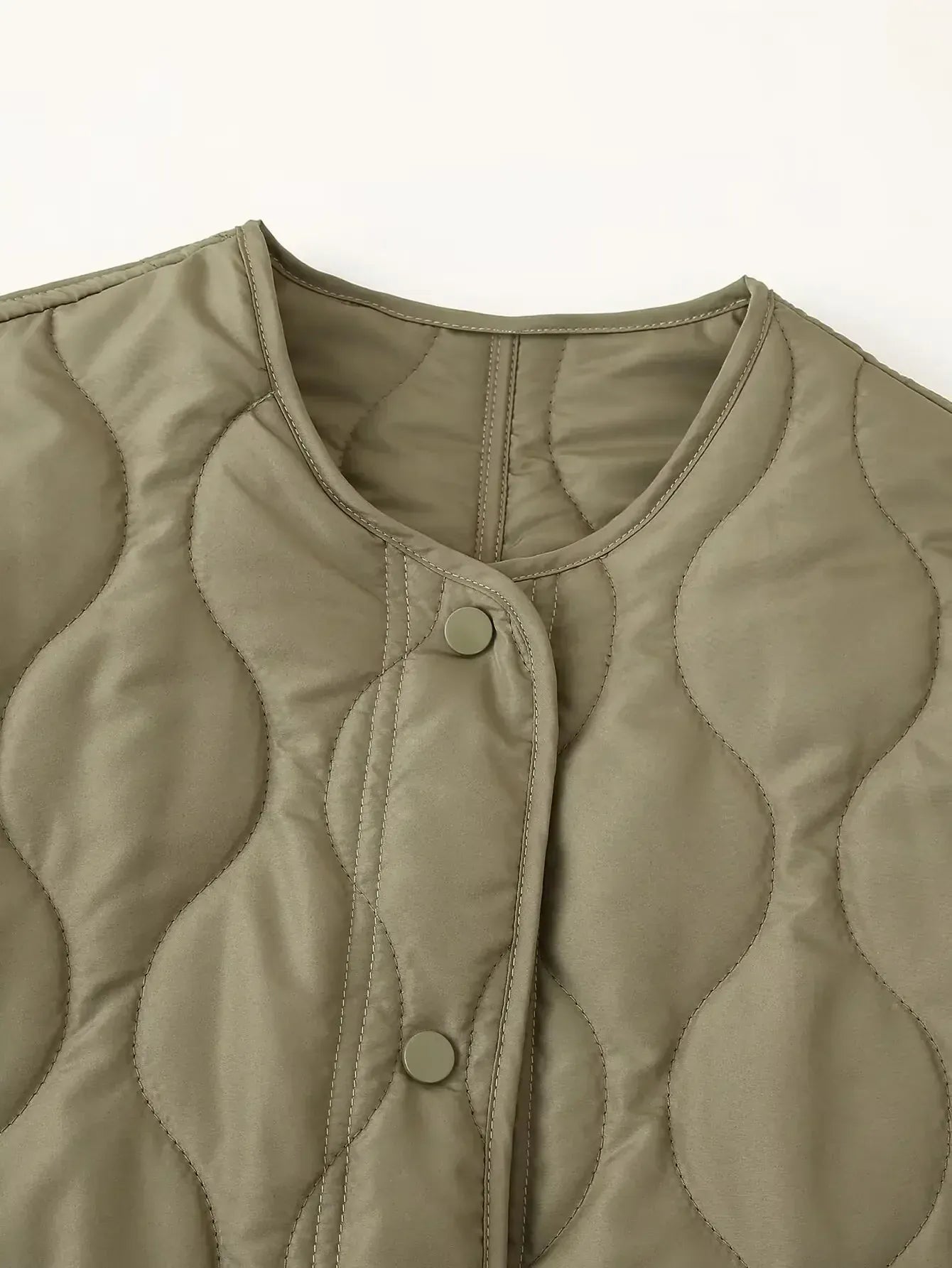 T-line Loose Fit round Neck Quilted Single Button Cotton Jacket Winter Warm Outerwear ZA Cross-Border Women's Fashion New Arrival (2 weeks delivery)