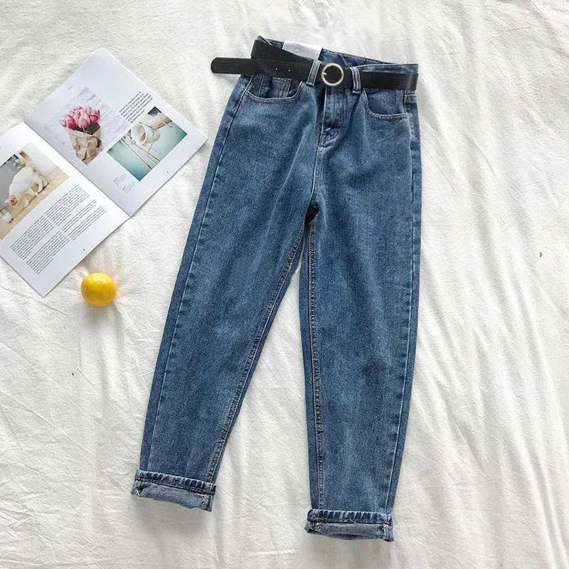 T-line Loose-Fit Slimming High-Waisted Jeans,   Women  Straight-Leg Pants, trouser (2 weeks delivery)