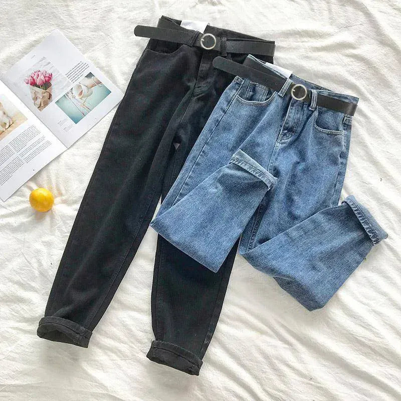 T-line Loose-Fit Slimming High-Waisted Jeans,   Women  Straight-Leg Pants, trouser (2 weeks delivery)