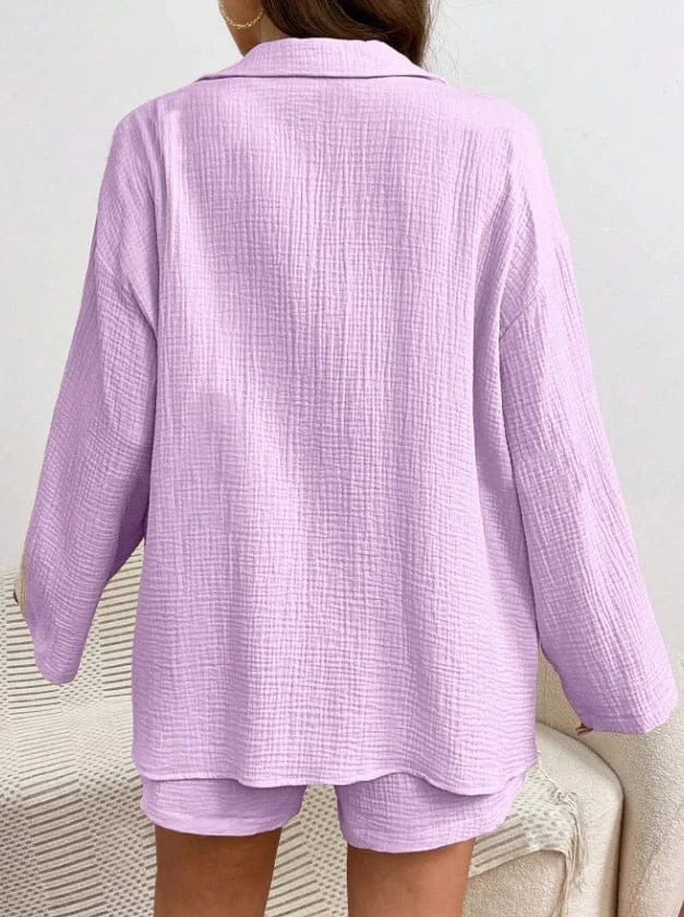 T-line Loose Short Pants Sets For Women, Women's Two Pieces Suit, shirt (2 weeks delivery)