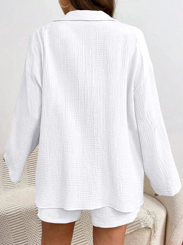 T-line Loose Short Pants Sets For Women, Women's Two Pieces Suit, shirt (2 weeks delivery)