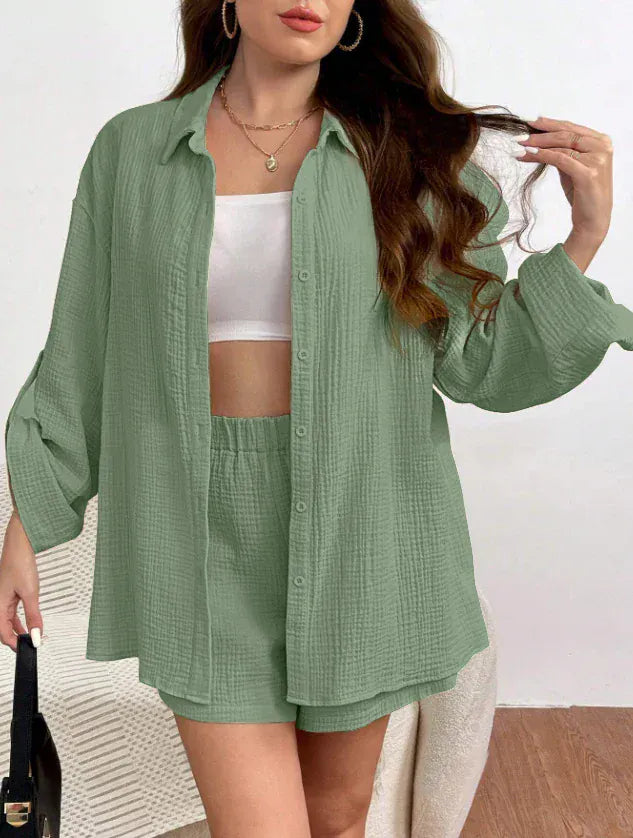 T-line Loose Short Pants Sets For Women, Women's Two Pieces Suit, shirt (2 weeks delivery)