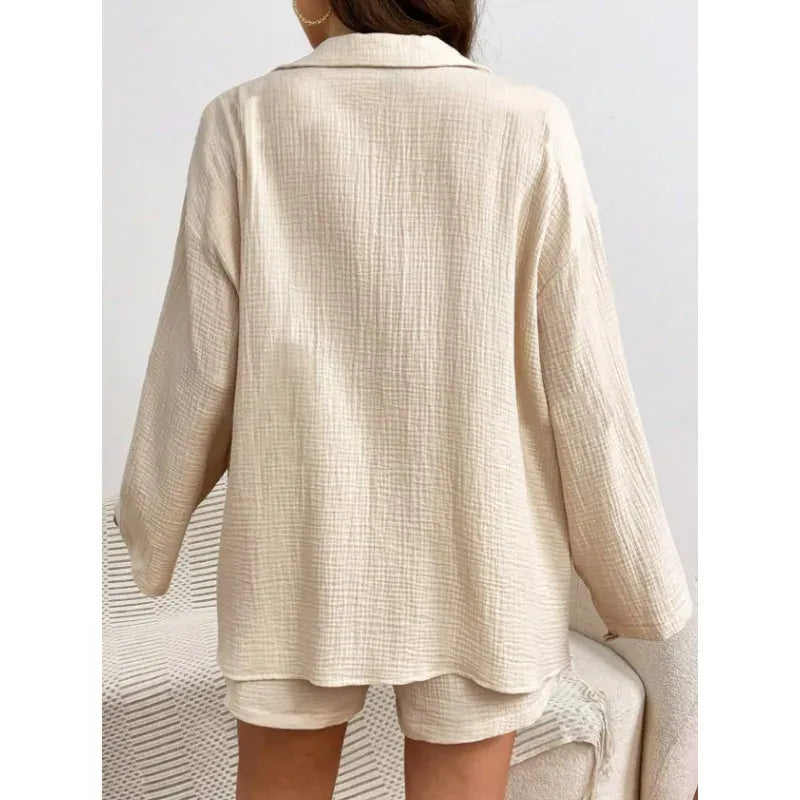 T-line Loose Short Pants Sets For Women, Women's Two Pieces Suit, shirt (2 weeks delivery)