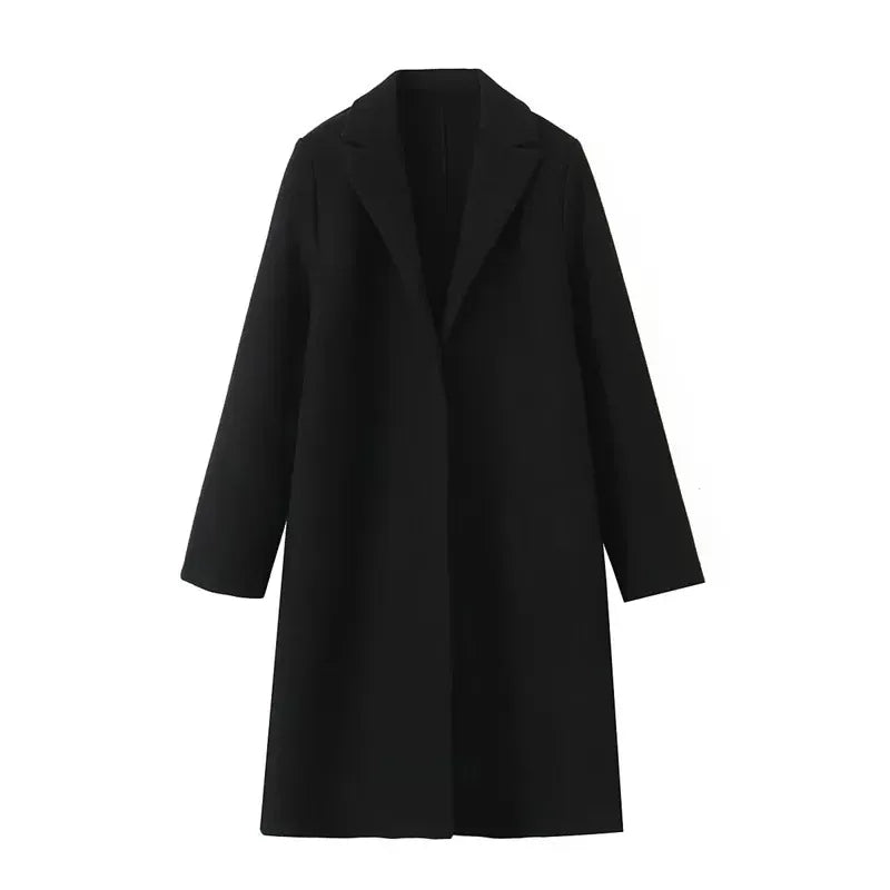 T-line Loose Woolen Coat, Long, Autumn Outerwear Comfortable Fit(2 weeks delivery)