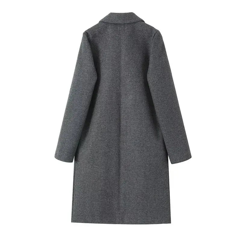 T-line Loose Woolen Coat, Long, Autumn Outerwear Comfortable Fit(2 weeks delivery)