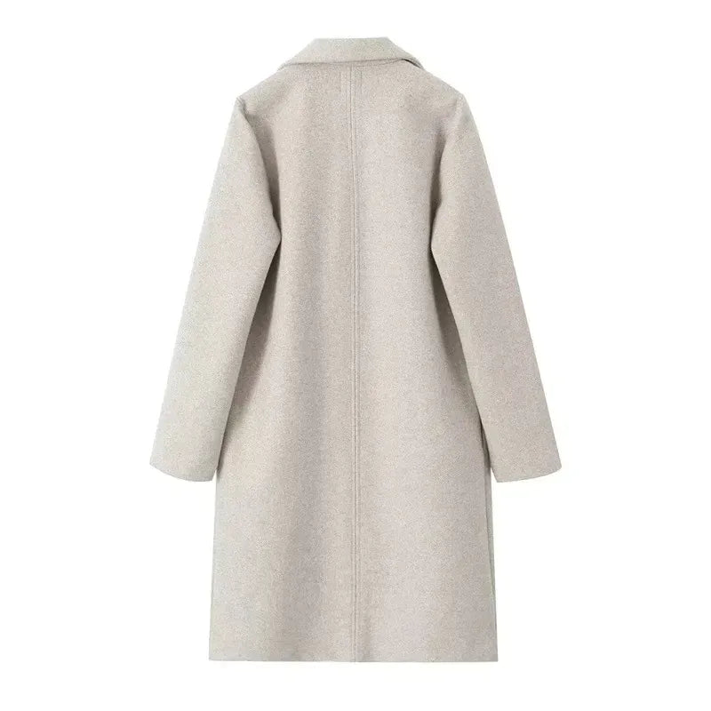 T-line Loose Woolen Coat, Long, Autumn Outerwear Comfortable Fit(2 weeks delivery)