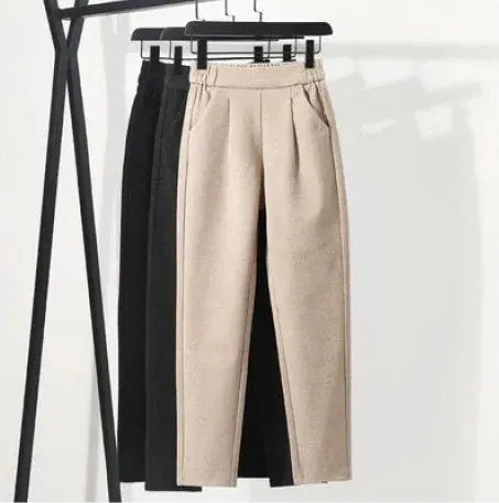 T-line M / Apricot High Waist Slimm  Pants, Women's Woolen Pants, Loose  Leg, Pants Autumn / Winter, Comfort (2 weeks delivery)