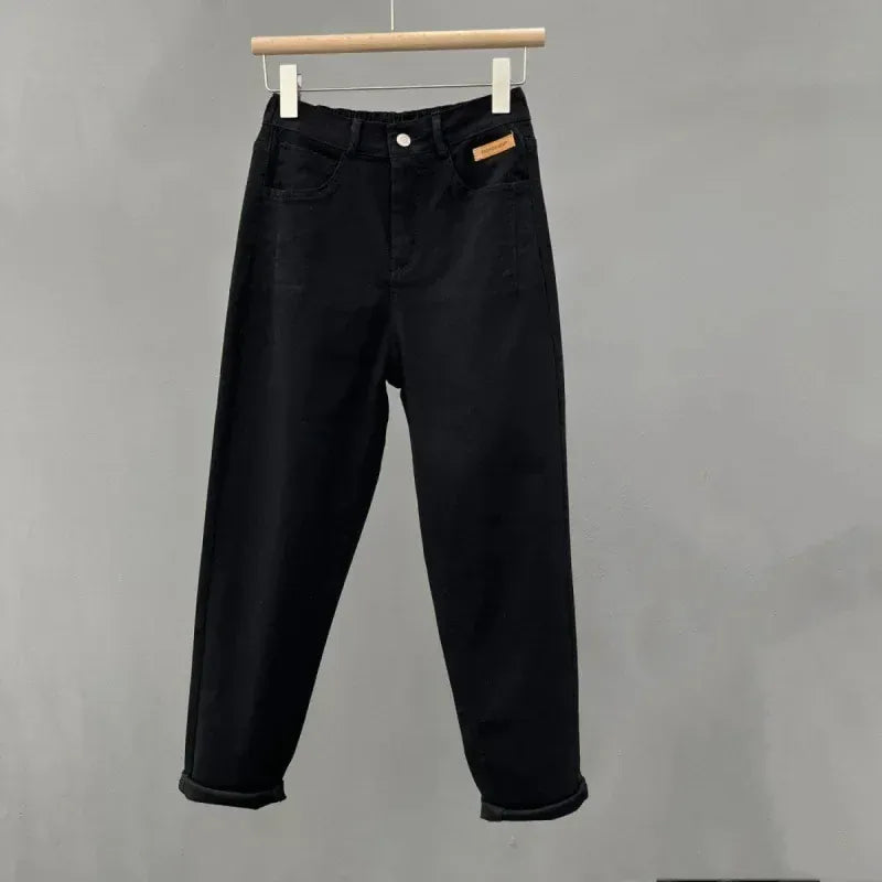 T-line M recommendation 40.00 kg-52.50 kg / Black Loose Women's Jeans, High Waist,  Pants, Spring / Autumn  Slimming Female trouser, pant, denim(2 weeks delivery)