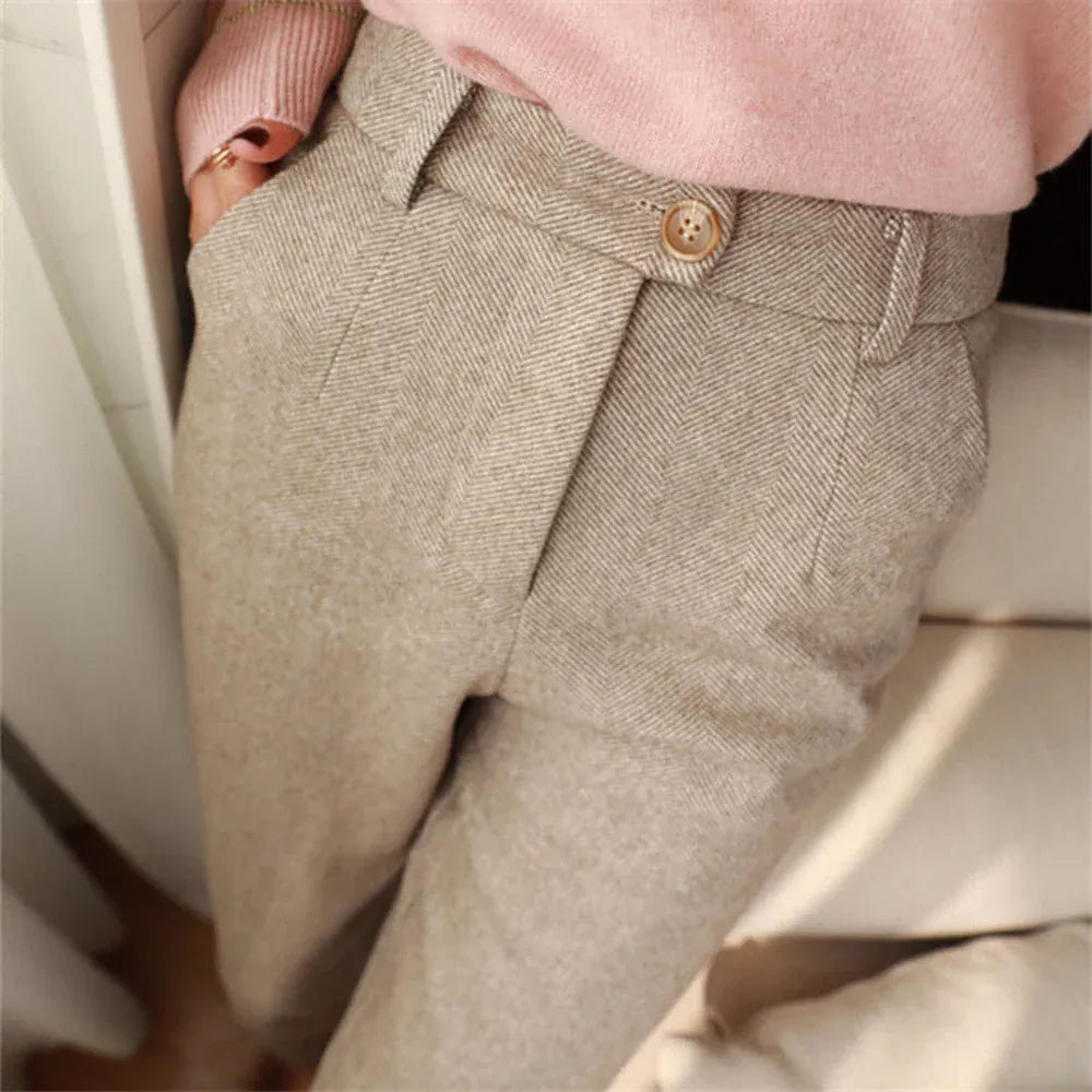 T-line Meter / S 40-49kg Woolen Pants Women's, Pencil Pants , Fall/Winter, High Waist, Elegant Casual,  Trousers, Female,  Pants (2 weeks delivery)
