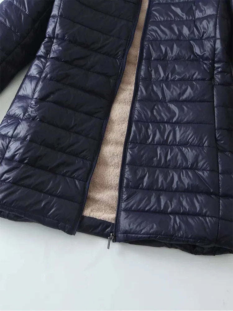 T-line Mid Length  Hooded Fit Women Jackets, Autumn Winter ,Warm, Lamb,Fleece (2 weeks delivery)