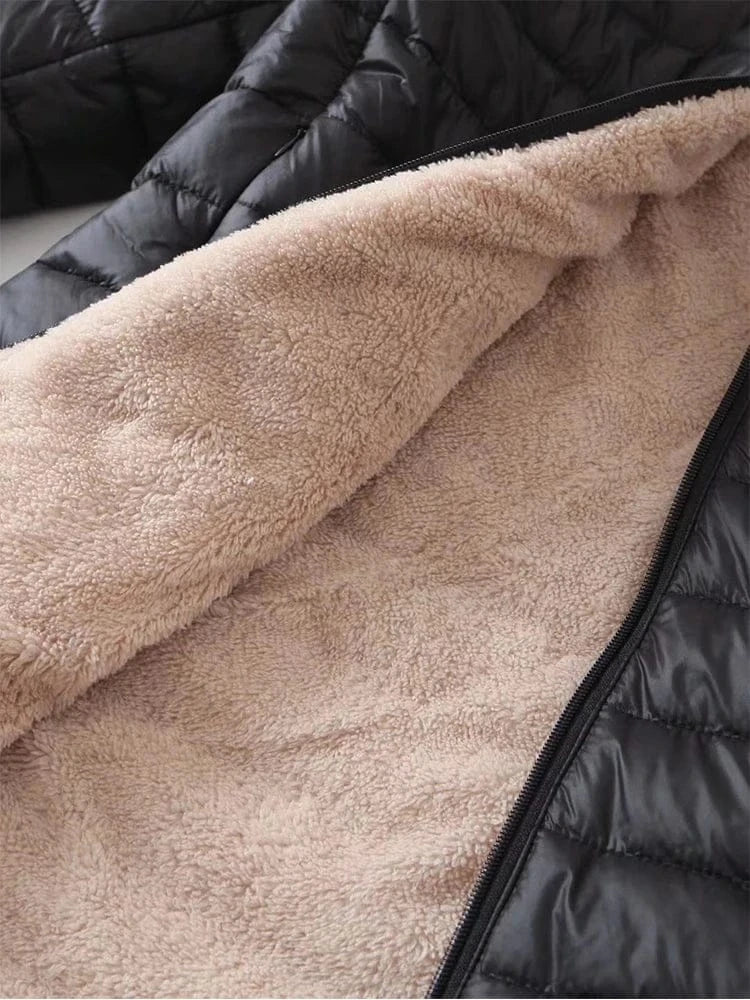 T-line Mid Length  Hooded Fit Women Jackets, Autumn Winter ,Warm, Lamb,Fleece (2 weeks delivery)