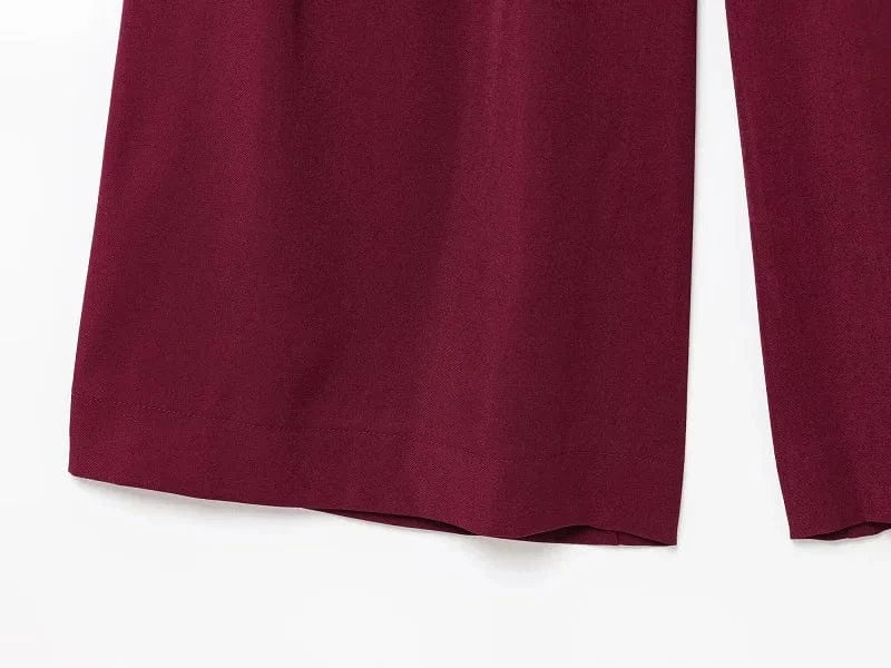 T-line MUJER 2025 Wide Leg Pants Sets for Women 2 Pieces Sleeveless Vest Top Woman Pleated Casual Trousers Sets Two Piece Outfits Woman