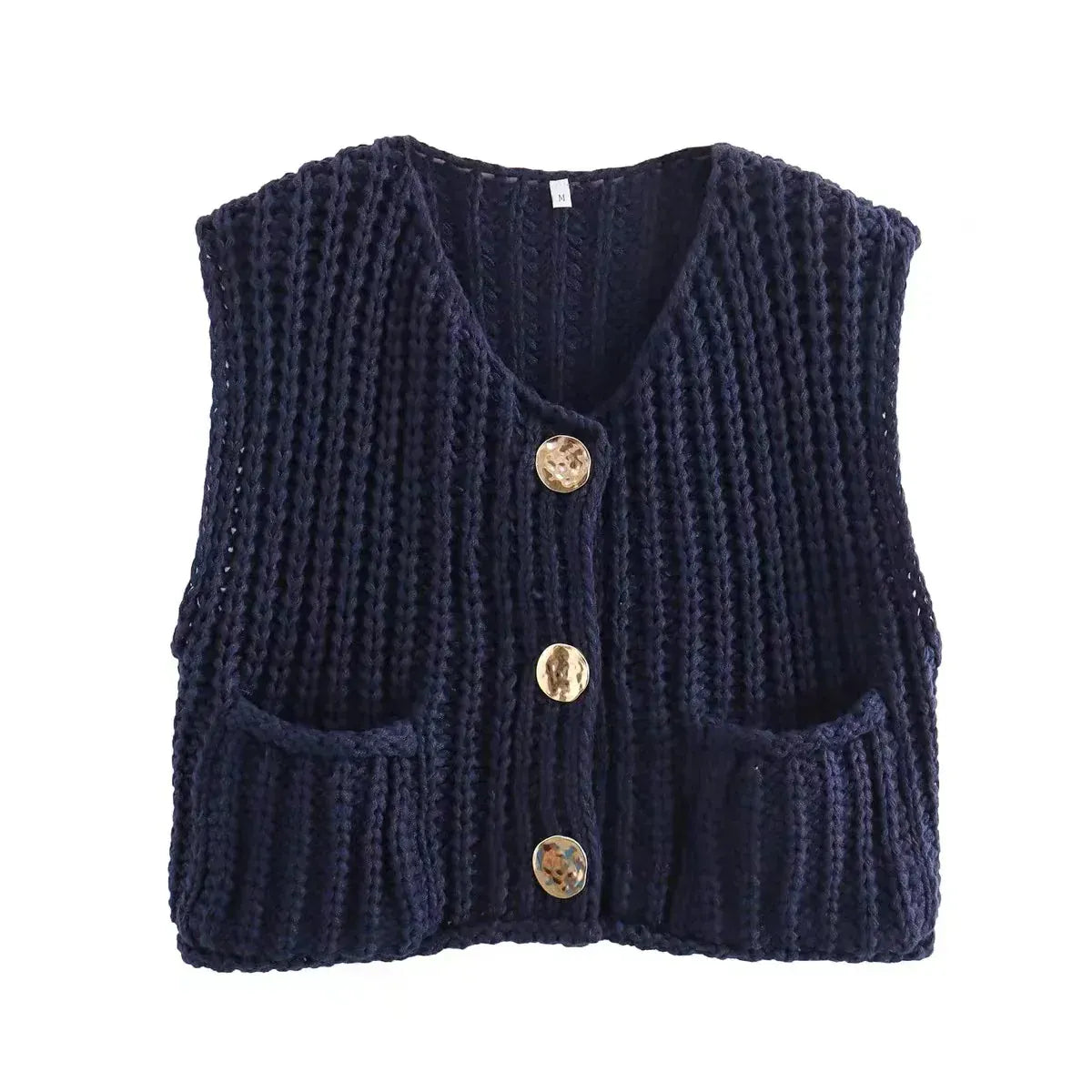 T-line Navy Blue / One Size Women's Vest Outerwear Sleeveless Sweater Knit ,Autumn Winter (5 - 10 free delivery)
