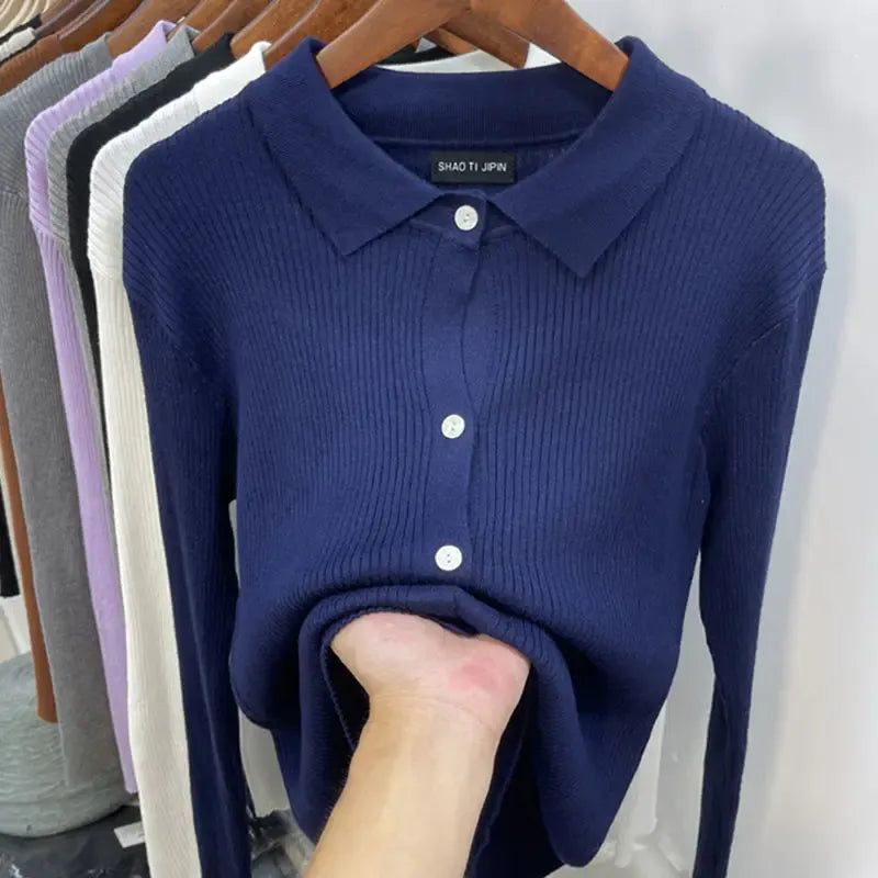 T-line Navy Blue / S Autumn / Winter  Sweater, Coat , jacket,  Knitting Cardigan (2 weeks delivery)