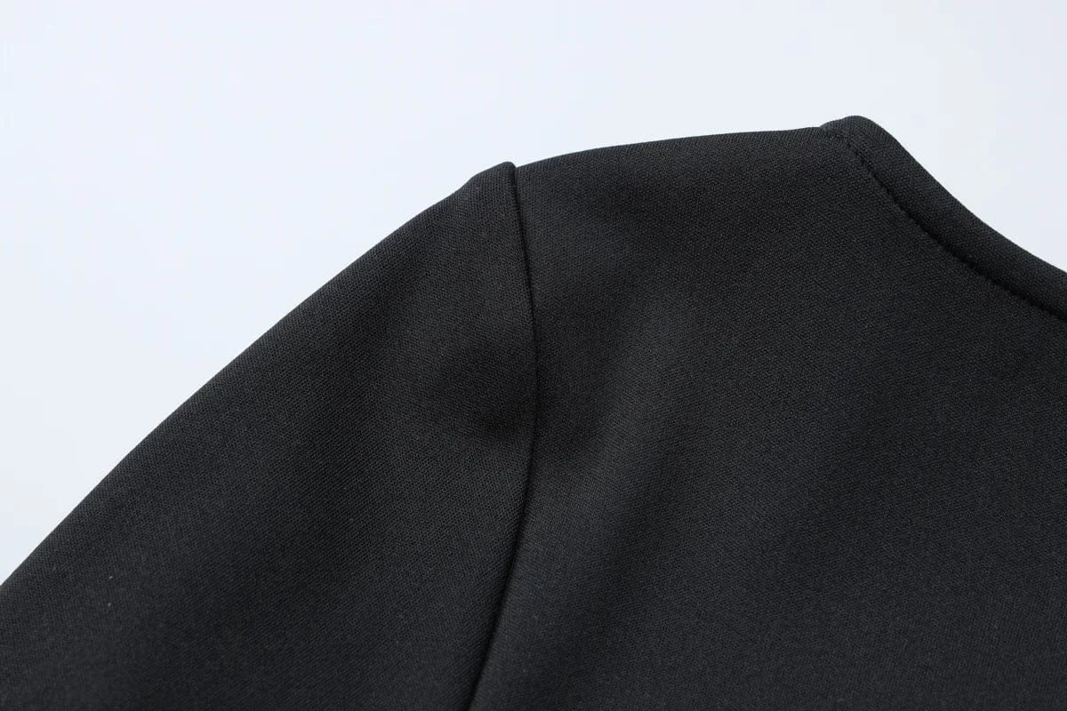 T-line O-Neck, Long Sleeves, Ruffles Patchwork,  Mini Dress,  Autumn / Winter  (2 weeks delivery)