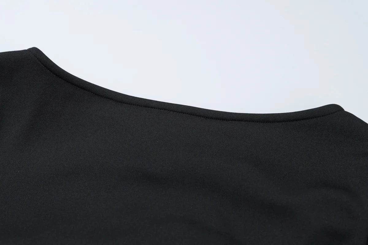 T-line O-Neck, Long Sleeves, Ruffles Patchwork,  Mini Dress,  Autumn / Winter  (2 weeks delivery)