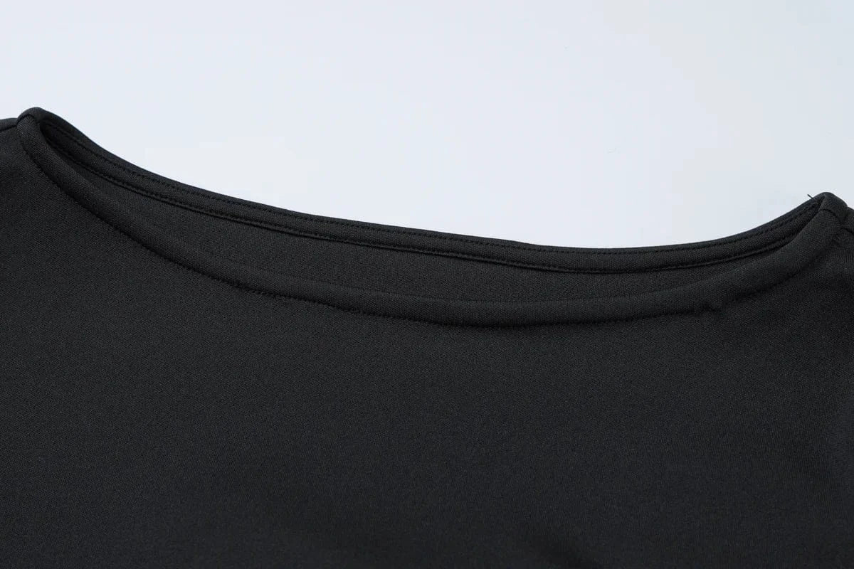 T-line O-Neck, Long Sleeves, Ruffles Patchwork,  Mini Dress,  Autumn / Winter  (2 weeks delivery)