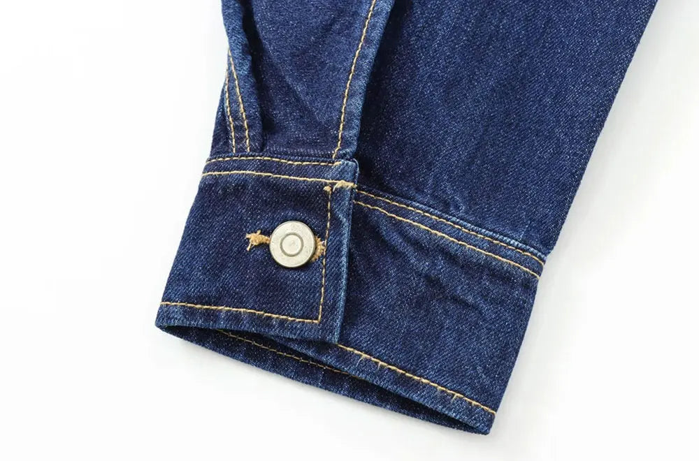 T-line Oversized Denim Shirts, Pockets , Women, Long Sleeve, Button-up, Female Blouses,  Tops (2 weeks delivery)