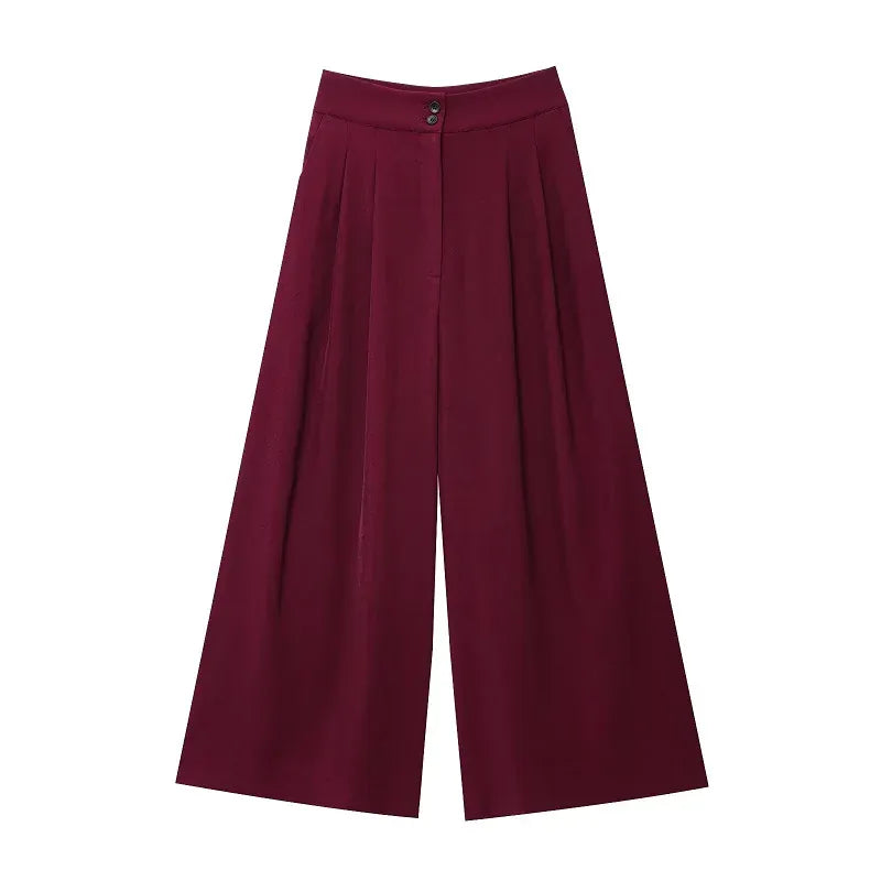 T-line pants 1 / XS MUJER 2025 Wide Leg Pants Sets for Women 2 Pieces Sleeveless Vest Top Woman Pleated Casual Trousers Sets Two Piece Outfits Woman