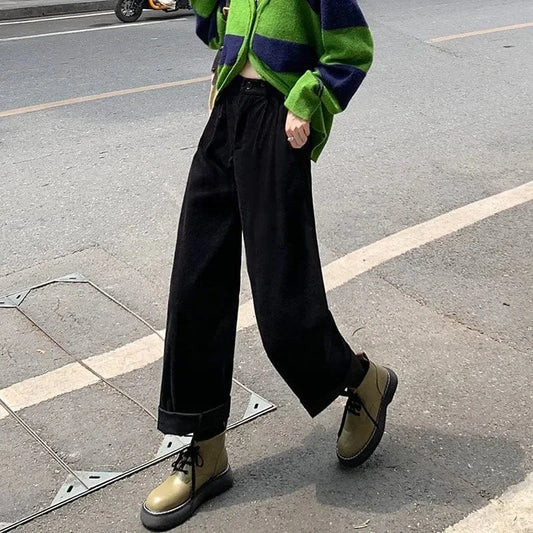 T-line Pants Women,  High Waist, Loose,  Trousers, Fall / Winter ,  Wide Leg,  Pants / trouser  (2 weeks delivery)