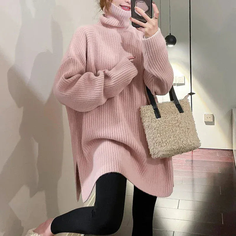 T-line Pink / M Women ,Oversized ,Knitted Sweater , Long Sleeve, Pullover, Tunic, Tops, Jumpers winter pullover (2 weeks delivery)