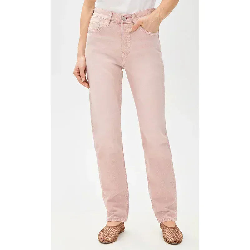 T-line Pink / S Jeans Women,  High Waisted, Thin Stretch Denim Pants, Female Straight Leg Trousers (2 weeks delivery)