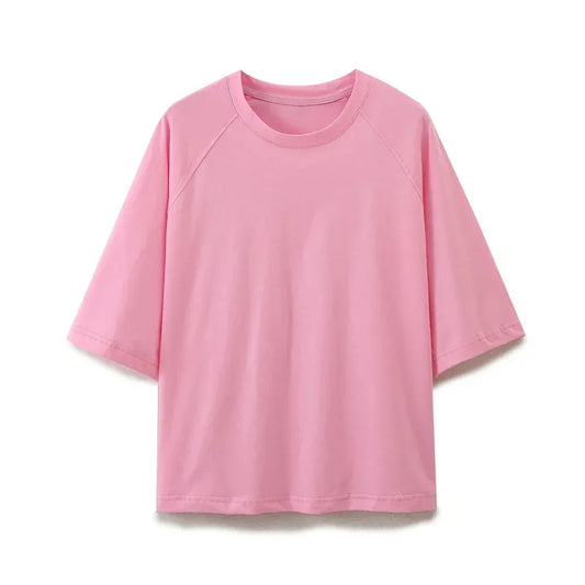 T-line Pink Top / S Summer Women Casual T Shirt Pant Sets,   Short Sleeve T-Shirt + Drawstring Loose Trousers pant , Suit (2 weeks delivery)