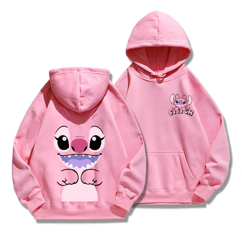 T-line Pink / XS Stitch Hoodie Autumn/Winter , Cartoon Anime Hoodie pullover (2 weeks delivery)