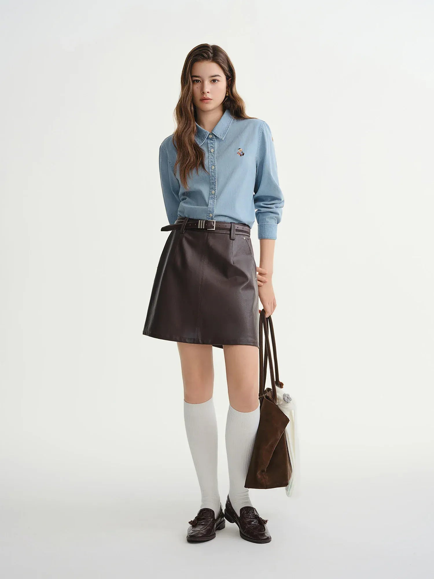 T-line Plus Size Women's Shirt Autumn / Winter, Slimming Fit,  shirt, Top, Blouse,  Denim (2 weeks delivery)