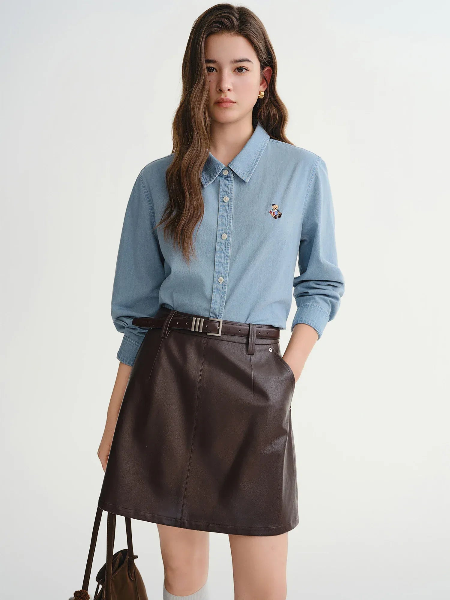 T-line Plus Size Women's Shirt Autumn / Winter, Slimming Fit,  shirt, Top, Blouse,  Denim (2 weeks delivery)