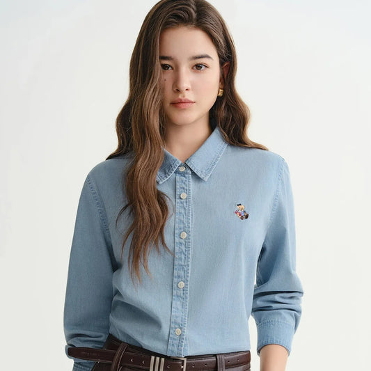 T-line Plus Size Women's Shirt Autumn / Winter, Slimming Fit,  shirt, Top, Blouse,  Denim (2 weeks delivery)