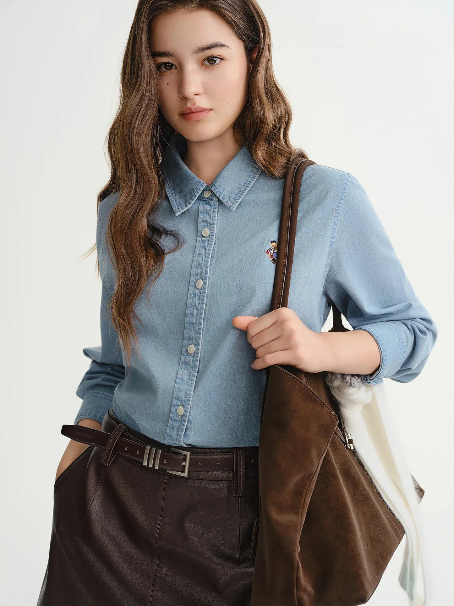 T-line Plus Size Women's Shirt Autumn / Winter, Slimming Fit,  shirt, Top, Blouse,  Denim (2 weeks delivery)