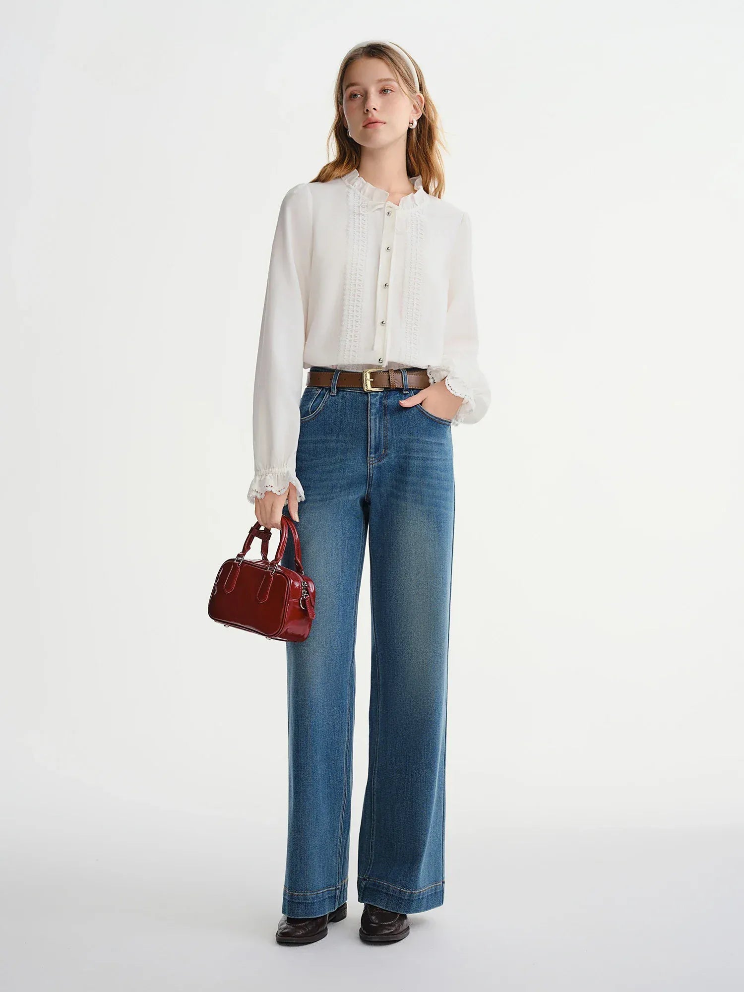 T-line Plus-size Women's, Tie-front, Shirt Slimming Top (2 weeks delivery)