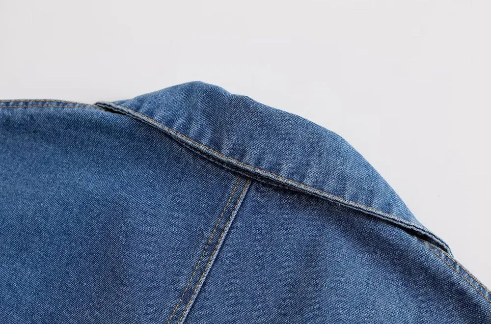 T-line Pockets Denim, Loose Shirts,  High  Waist,  Wide Leg Pants, Female Two Piece Sets, suit, jeans, pant. trouser, (2 weeks delivery)