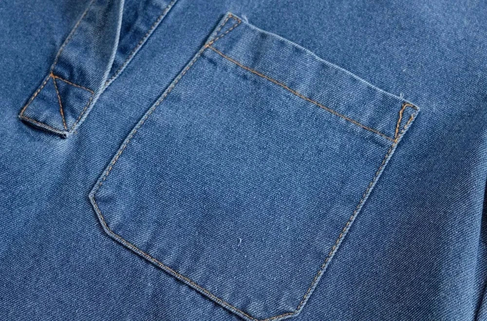 T-line Pockets Denim, Loose Shirts,  High  Waist,  Wide Leg Pants, Female Two Piece Sets, suit, jeans, pant. trouser, (2 weeks delivery)