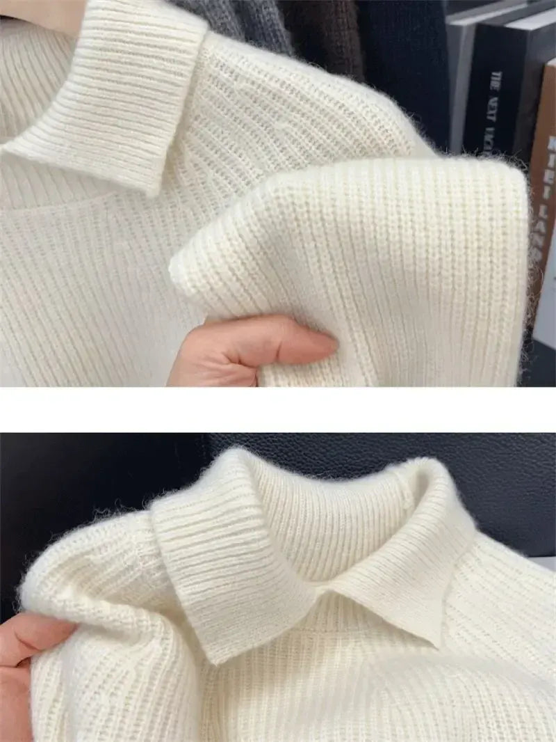 T-line Polo Collar Pullover,  Sweater, Women's  Autumn / Winter Top (2 weeks delivery)