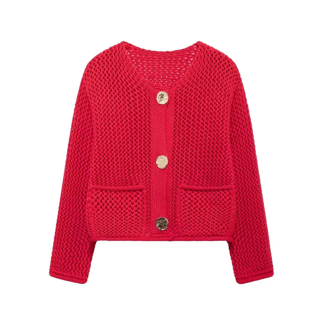 T-line Red / M Autumn / Winter Knitted Cardigans For Women,  Button, Long Sleeve,  Female Sweater / Cardigans / Coat (2 weeks delivery)