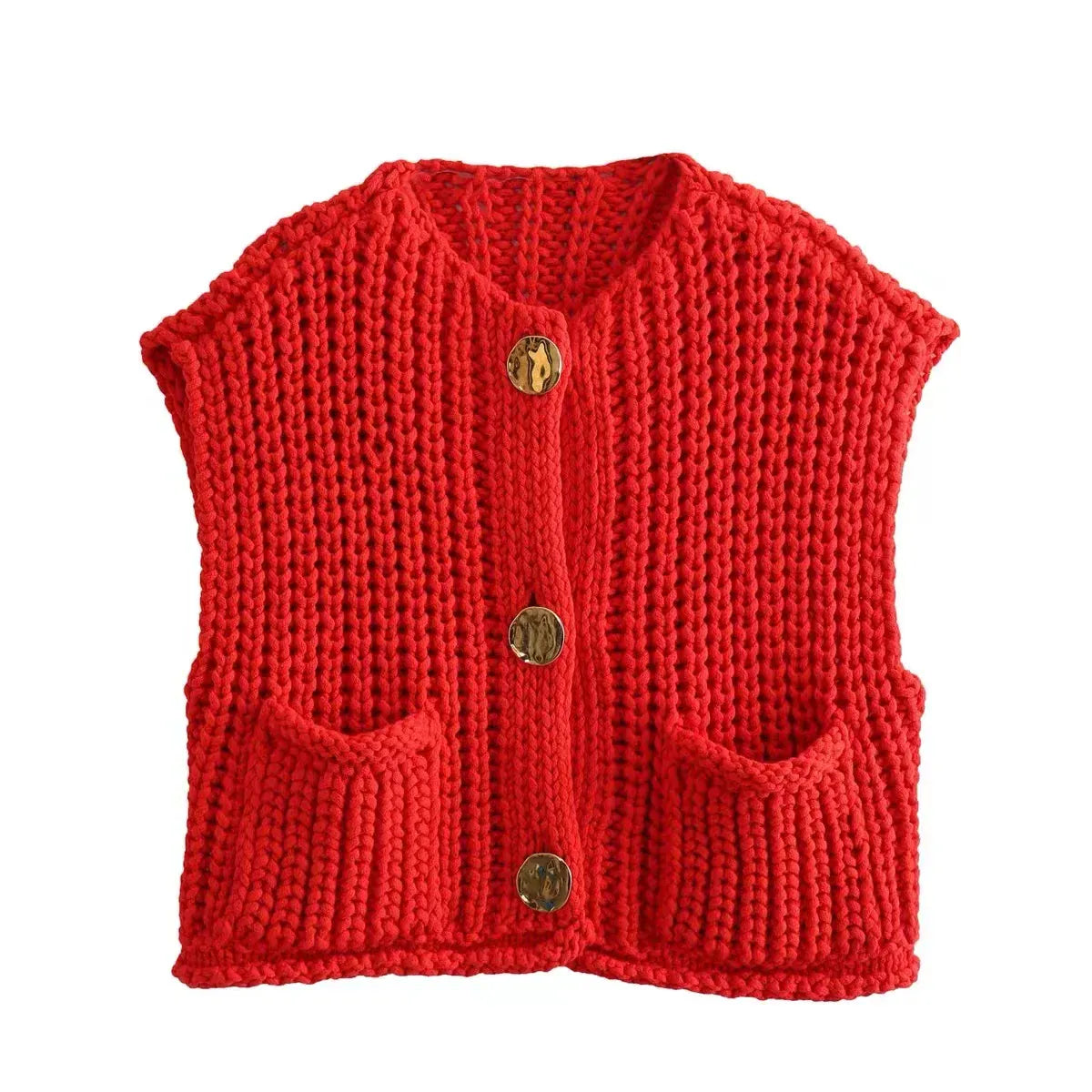 T-line Red / One Size Women's Vest Outerwear Sleeveless Sweater Knit ,Autumn Winter (5 - 10 free delivery)