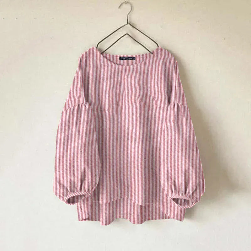 T-line Red / S Blouse Women , O Neck, Long Sleeve,  Shirt  Tops (2 weeks delivery)